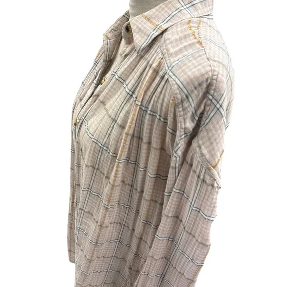 Free People Metallic Plaid Button-Up Shirt - Picture 5 of 9